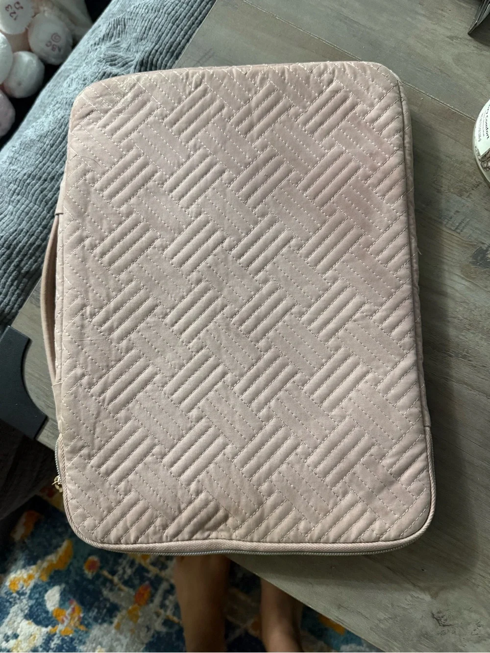 Quilted Light Pink Laptop Sleeve